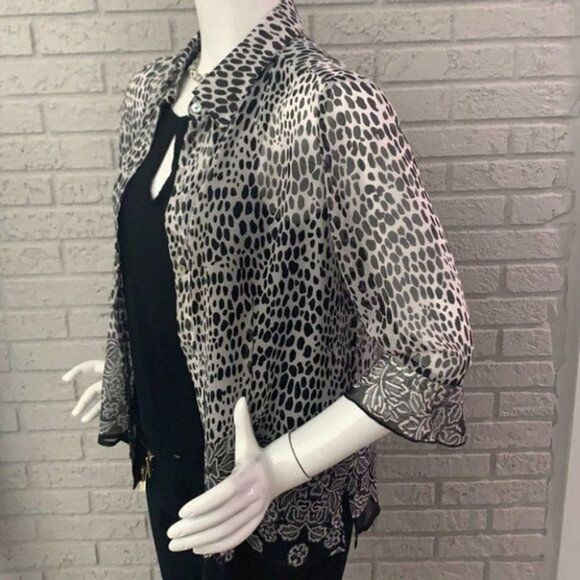 MJ Collection See Through Button Front Blouse Size S - Picture 4 of 11